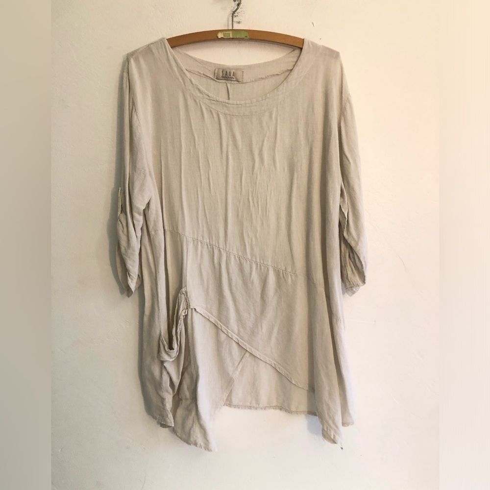 Saga Top Womens 100% Linen Made in Italy Oversized Lagenlook Boho
